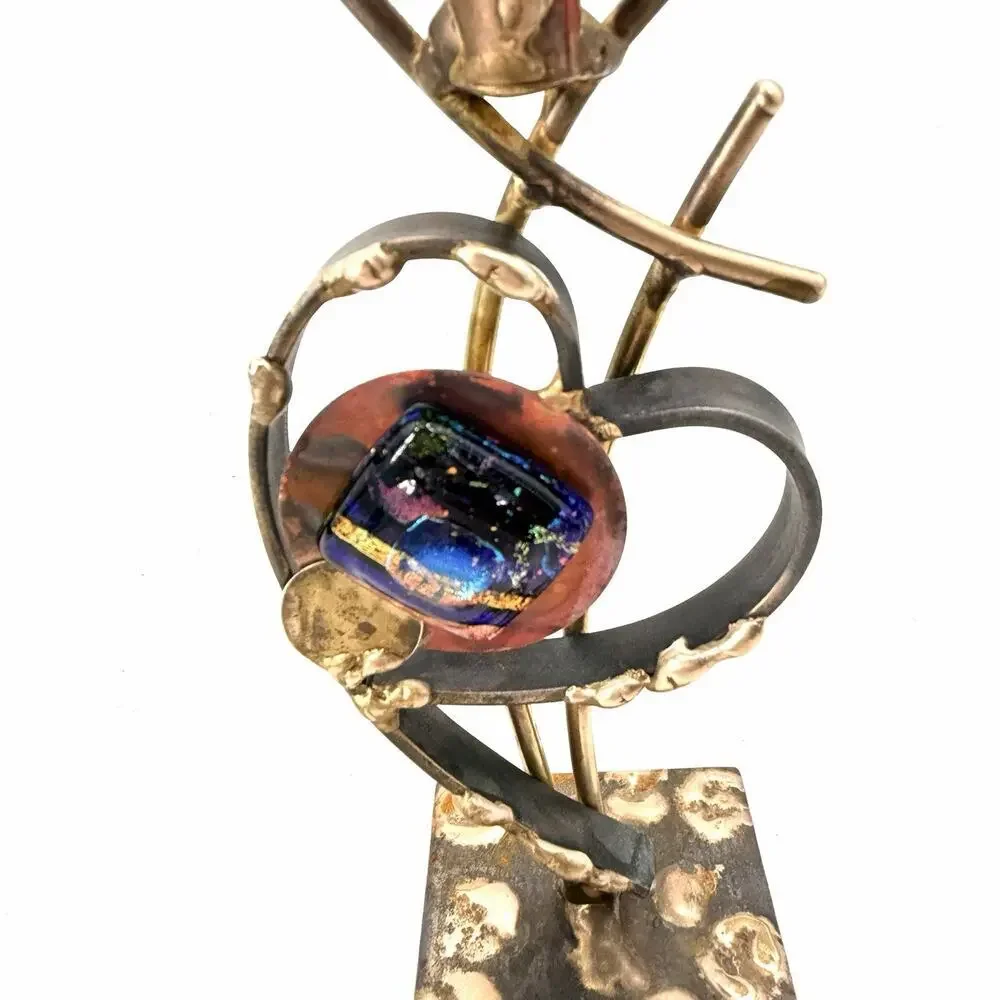 Vintage Gary Rosenthal Wedding Kiddush Cup Metal & Glass Heart Design Judaism